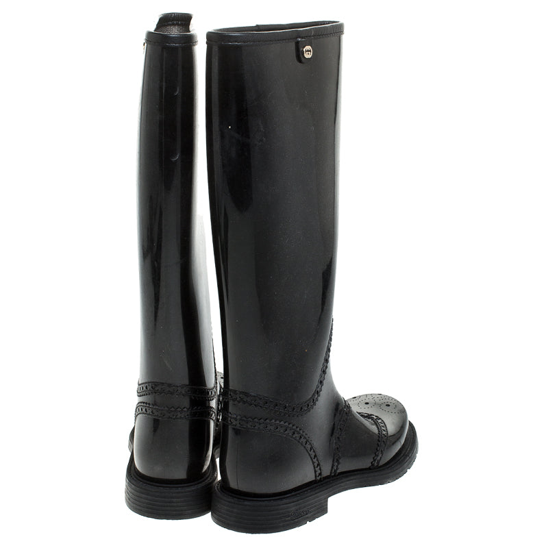 GUCCI BROGUE WELLINGTON RUBBER RAIN BOOTS