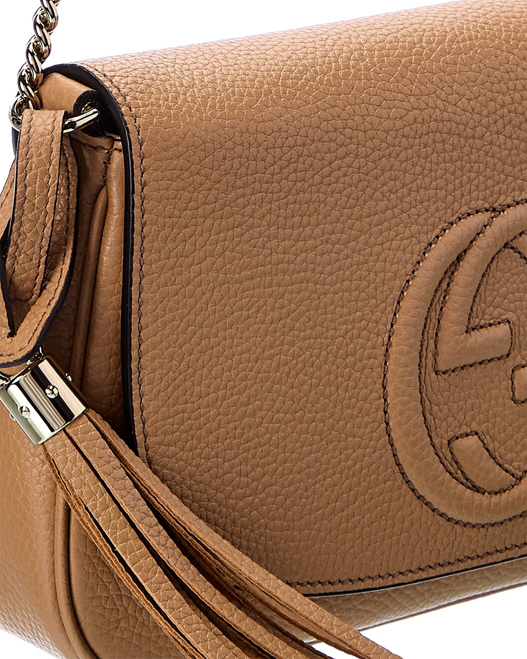 GUCCI GG SOHO CAMELIA CALFSKIN LEATHER SHOULDER BAG