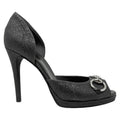 GUCCI STARDUST CHARLOTTE GLITTER HORSEBIT D'ORSAY PEEP-TOE PUMPS