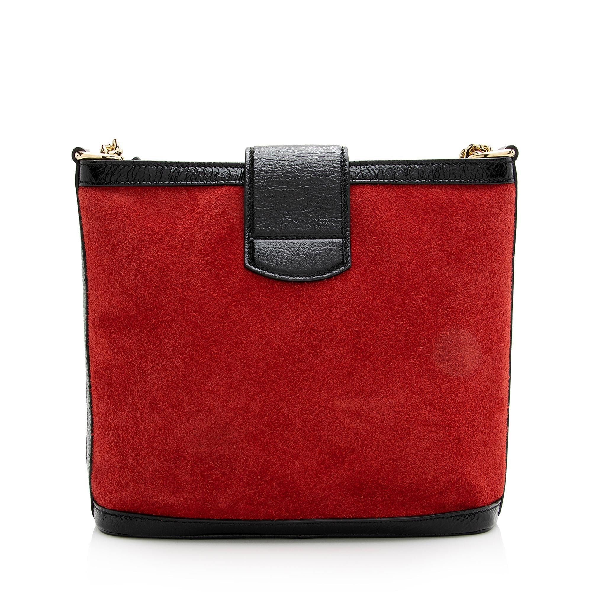 Gucci Suede Patent Leather Dionysus Medium Bucket Bag (SHF-22441)