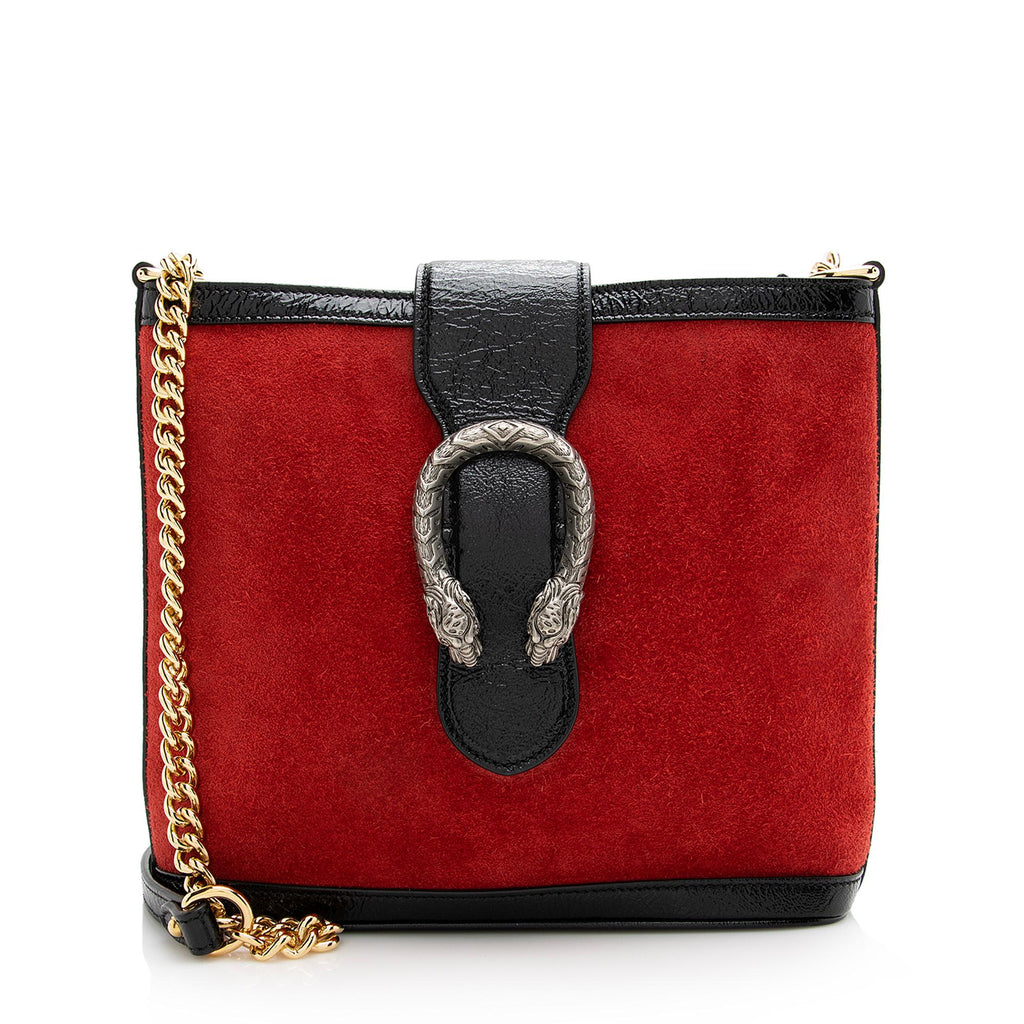 Gucci Suede Patent Leather Dionysus Medium Bucket Bag (SHF-22441)