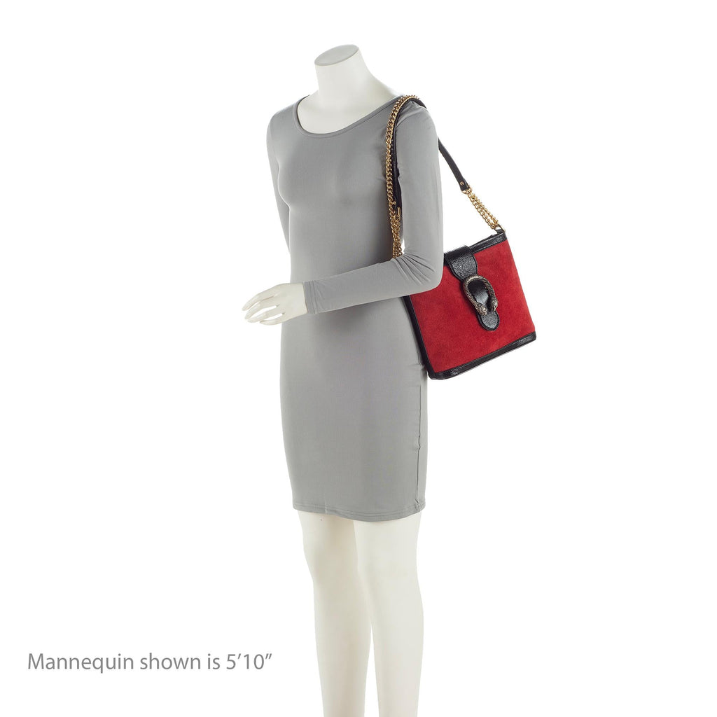 Gucci Suede Patent Leather Dionysus Medium Bucket Bag (SHF-22441)