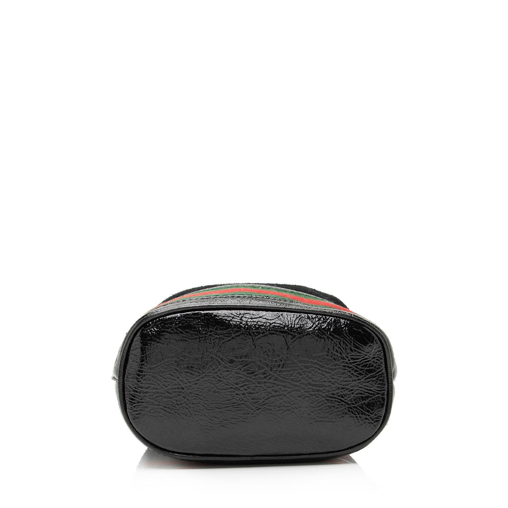 Gucci Suede Patent Leather Ophidia Mini Bucket Bag (SHF-23883)