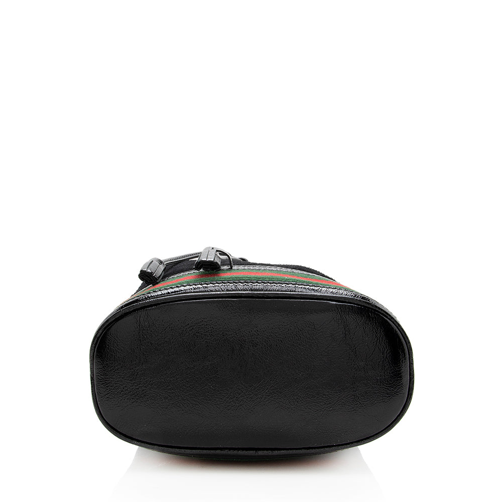 Gucci Suede Patent Leather Ophidia Bucket Bag (SHF-18984)