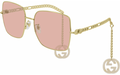 Gucci Charm Chain Sunglasses Square Pink Lens Gold
