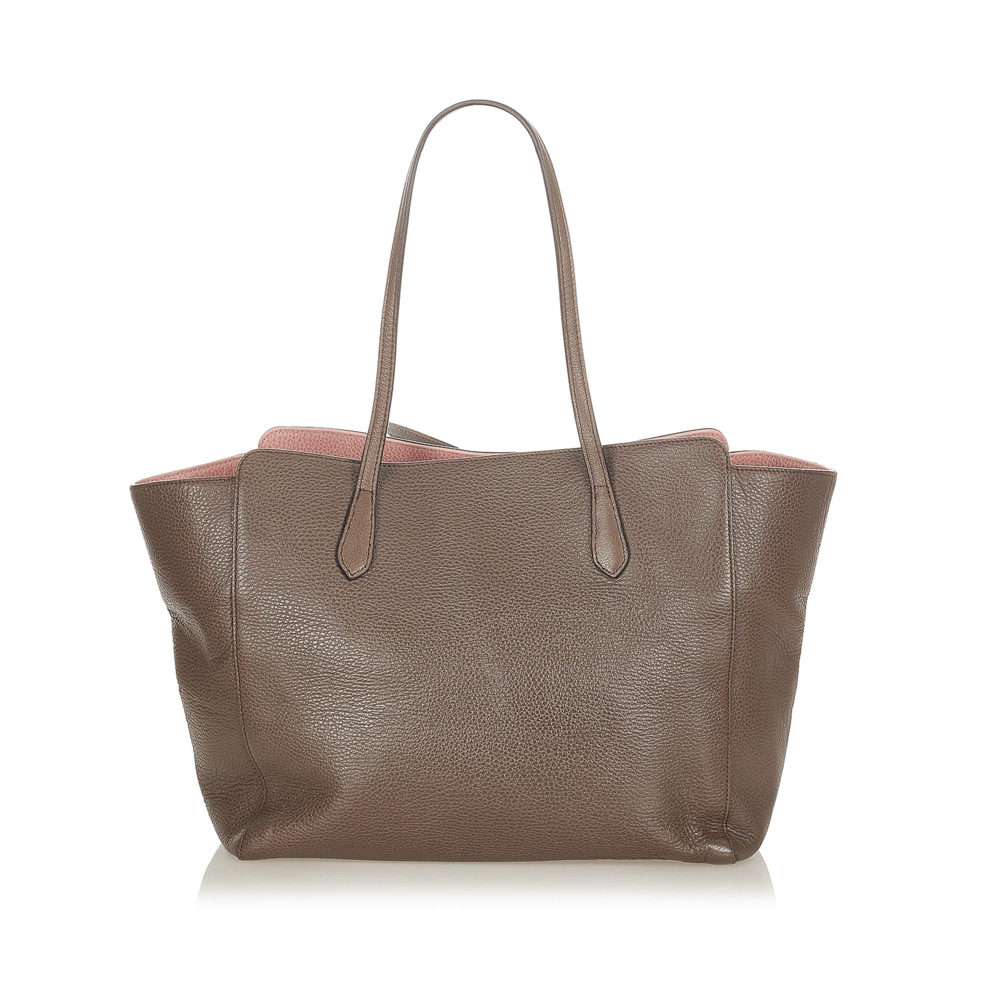 Gucci Swing Leather Tote Bag (SHG-ZneLnc)