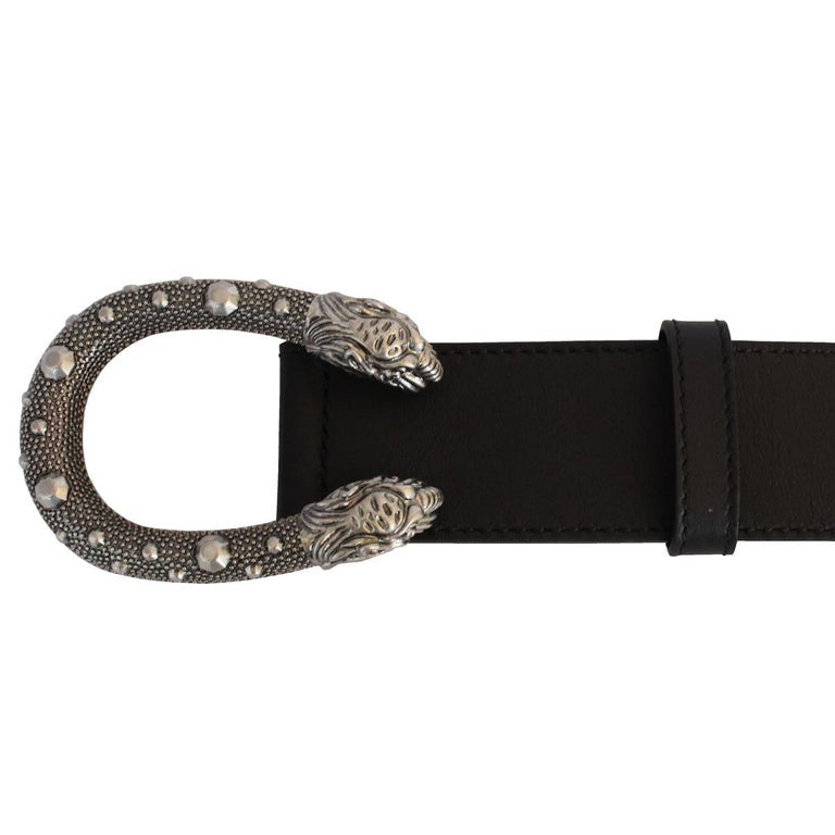 GUCCI Men's Tiger Head Buckle Leather Belt