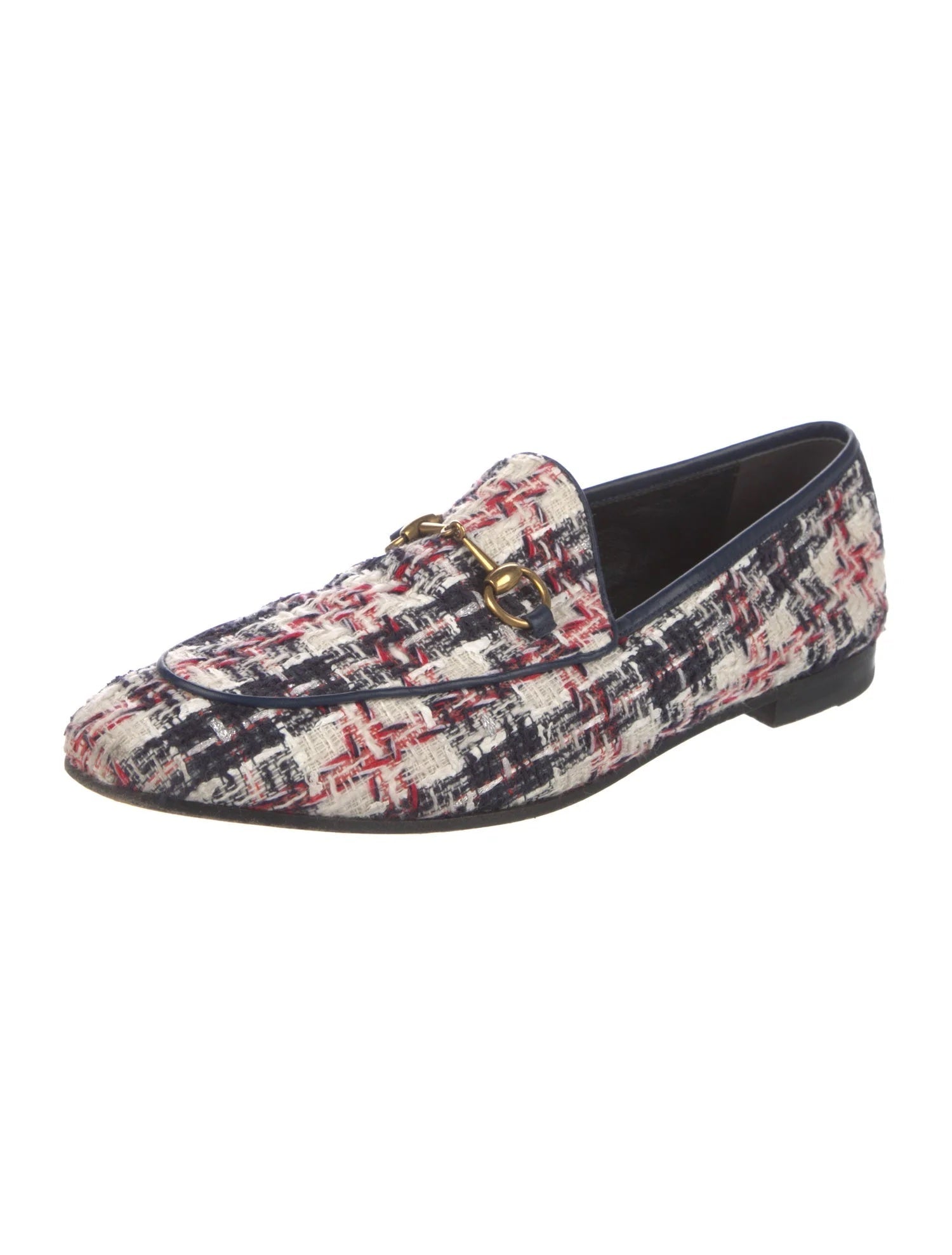 GUCCI 1955 TWEED CHECK HORSEBIT JORDAAN LOAFERS