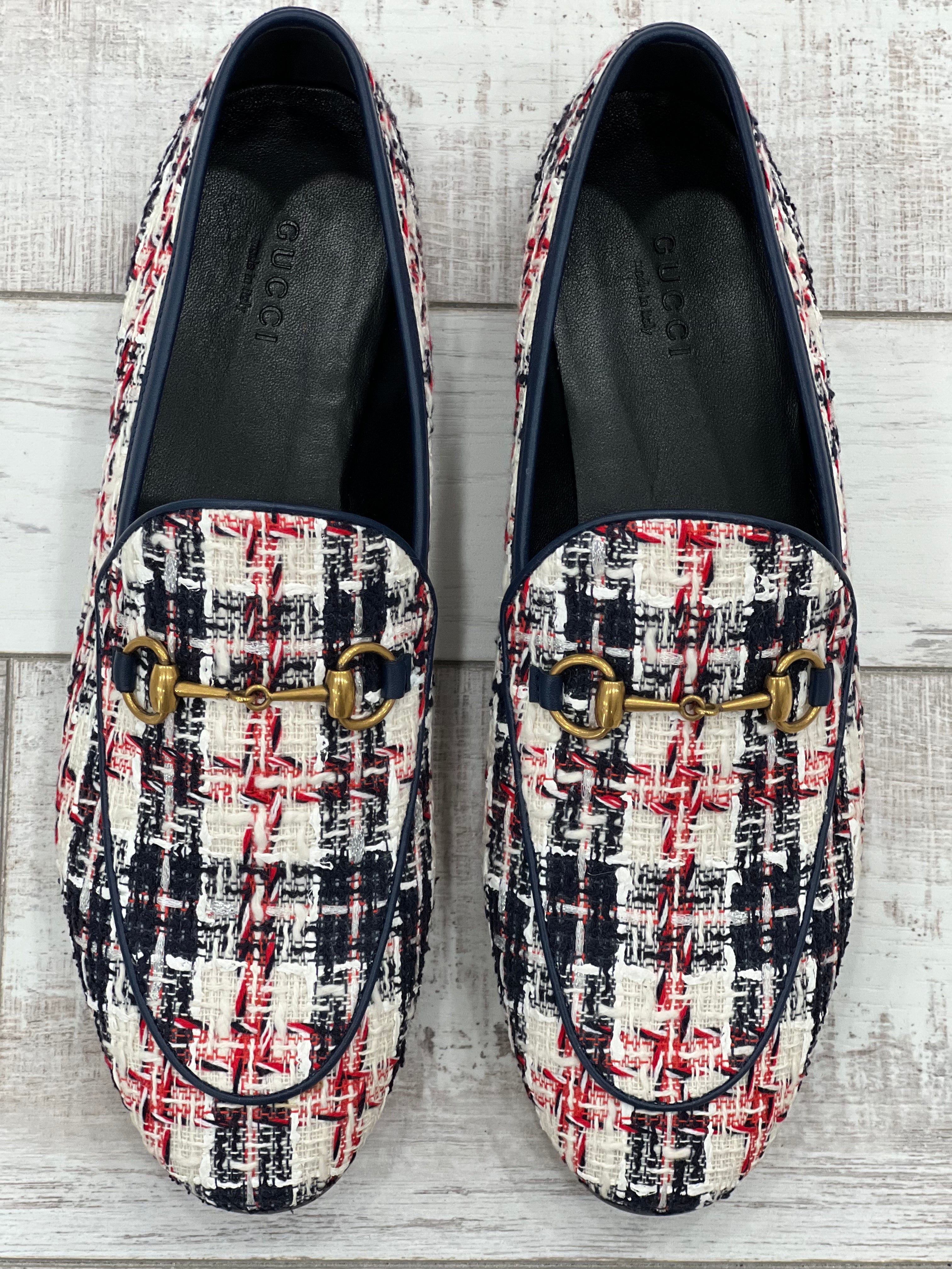 GUCCI 1955 TWEED CHECK HORSEBIT JORDAAN LOAFERS