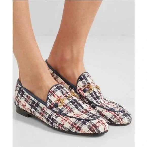 GUCCI 1955 TWEED CHECK HORSEBIT JORDAAN LOAFERS
