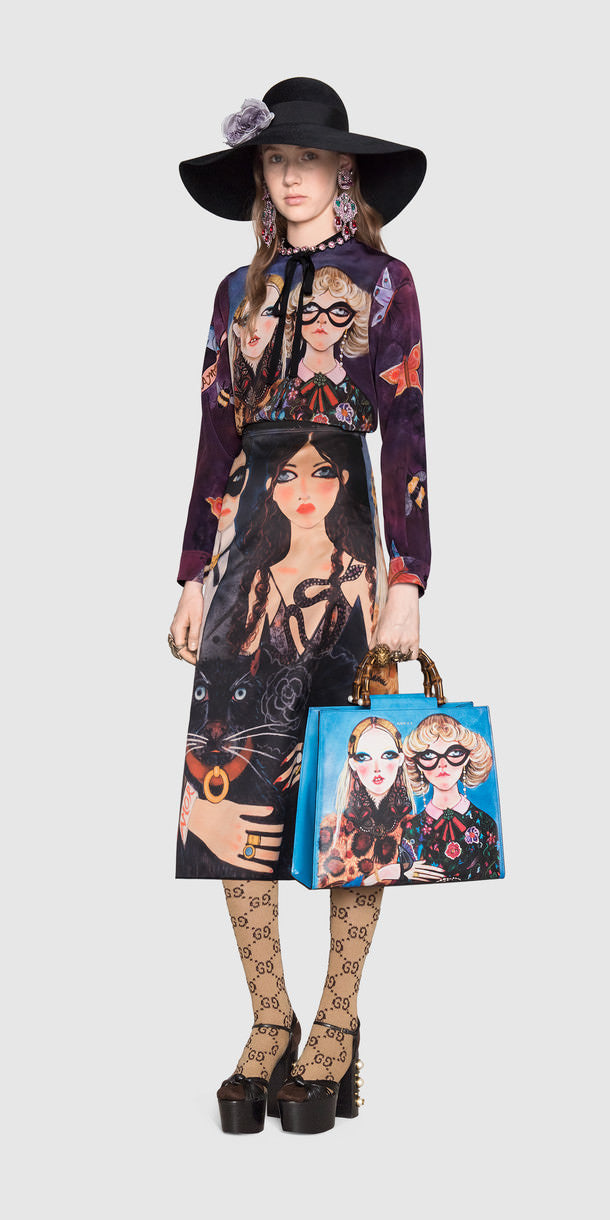 GUCCI UNSKILLED WORKER SILK SKIRT
