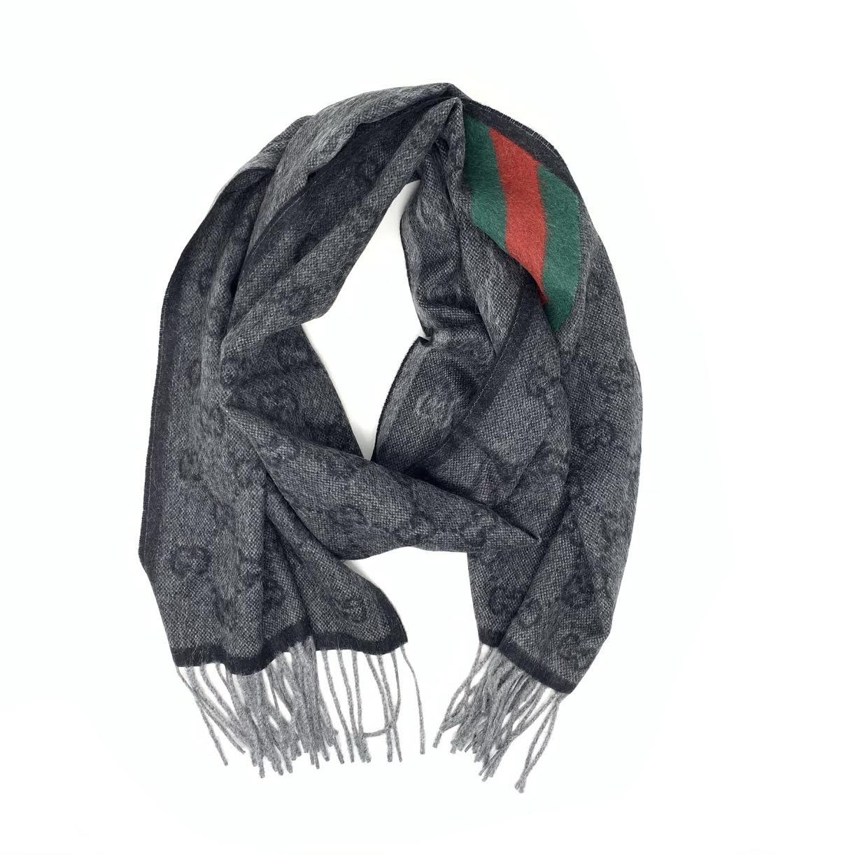GUCCI WOOL BLEND SIGNATURE WEB SCARF