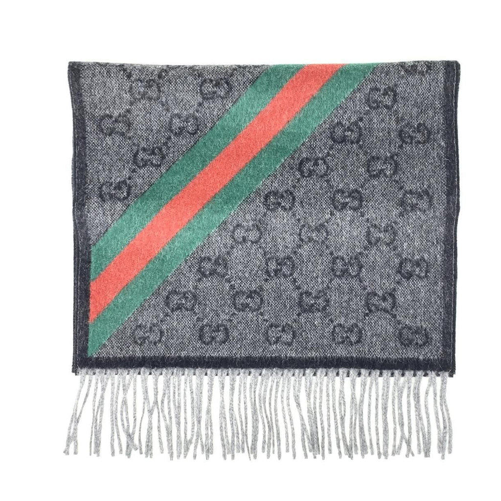 GUCCI WOOL BLEND SIGNATURE WEB SCARF