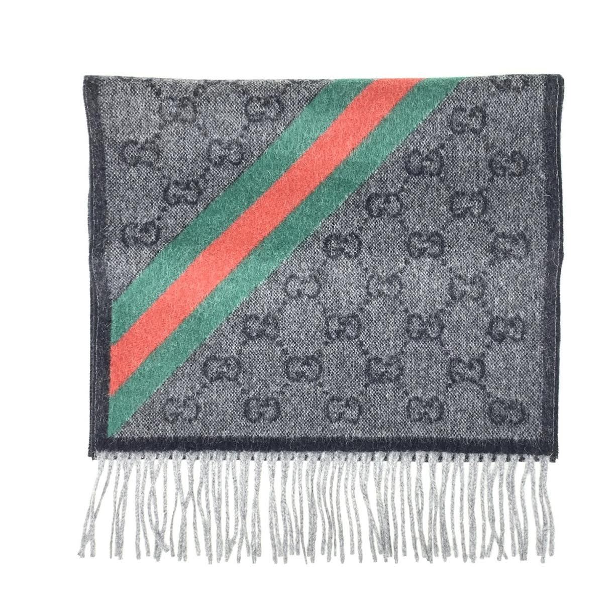 GUCCI WOOL BLEND SIGNATURE WEB SCARF