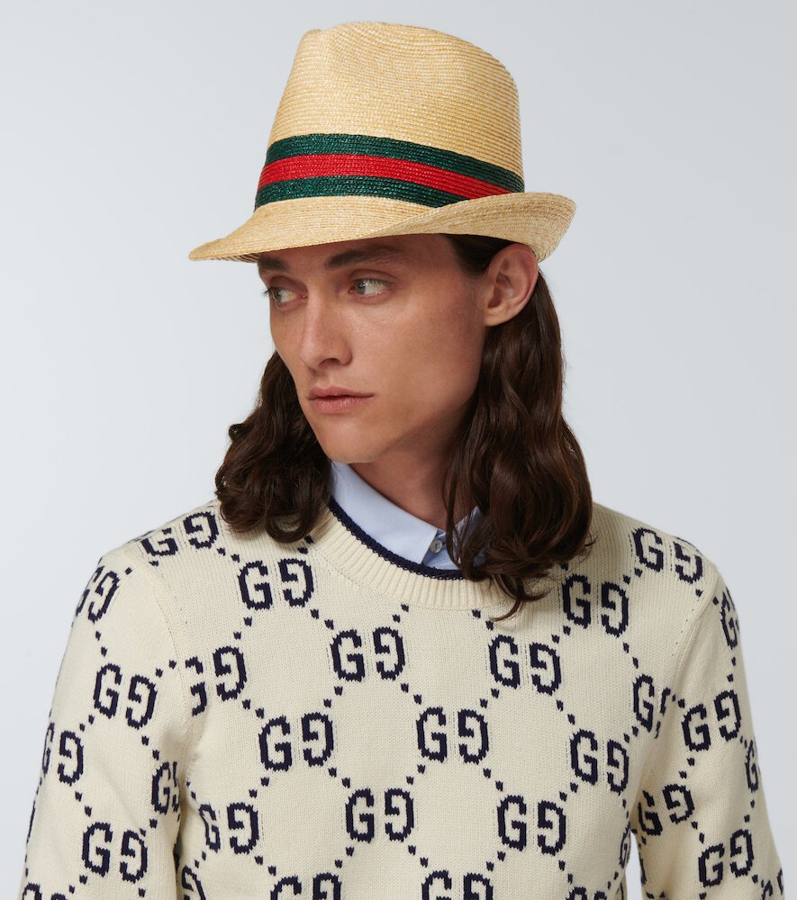 GUCCI WOVEN STRAW FEDORA HAT