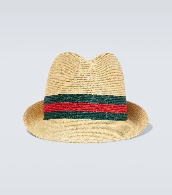 GUCCI WOVEN STRAW FEDORA HAT