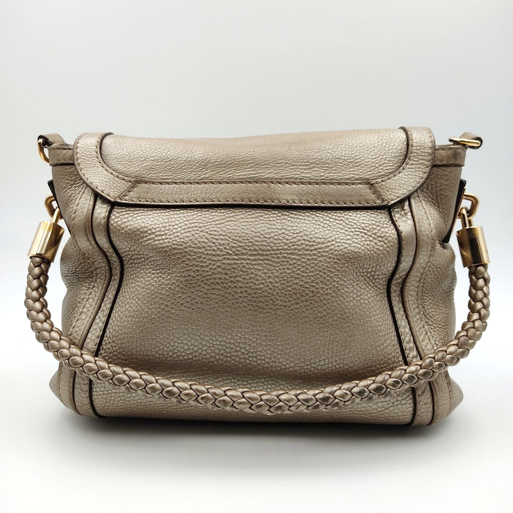 GUCCI Bamboo shoulder bag in platinum leather