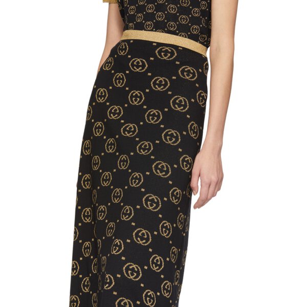 GUCCI GG Jacquard Lamé Wool Skirt