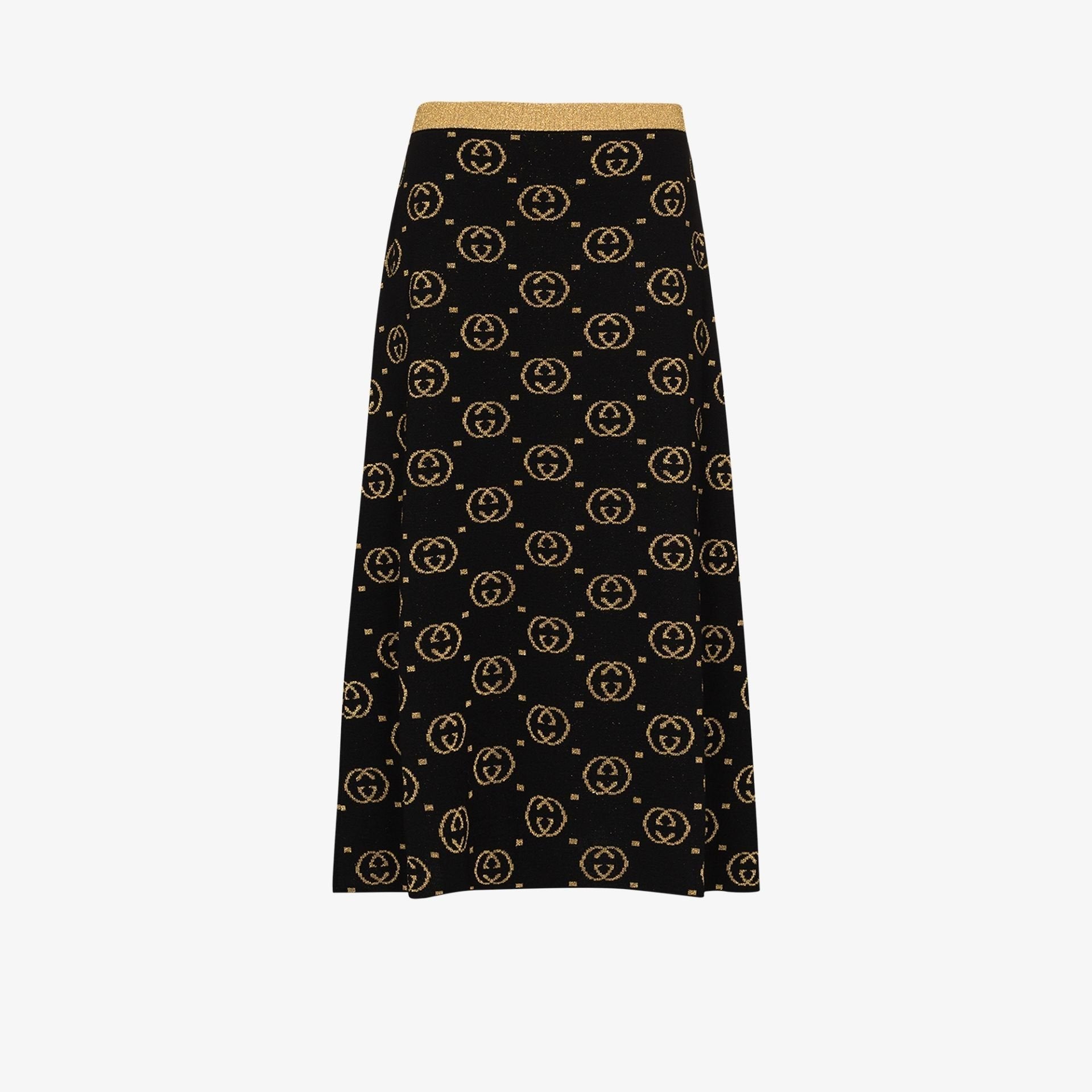 GUCCI GG Jacquard Lamé Wool Skirt