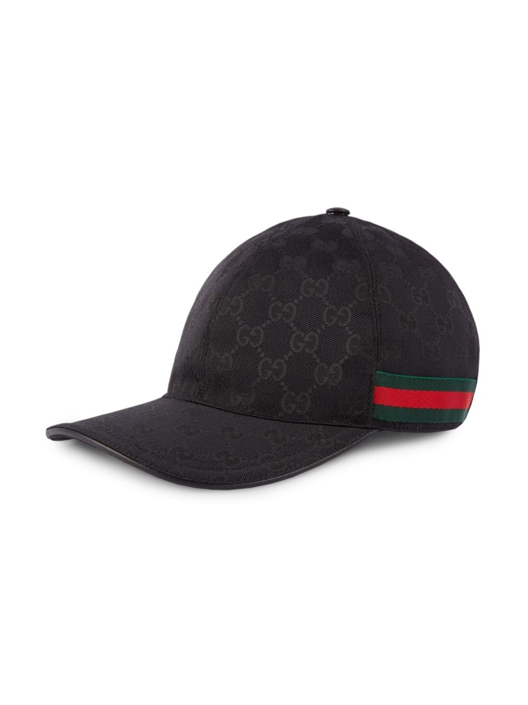 GUCCI GG SUPREME MONOGRAM WEB BASEBALL HAT