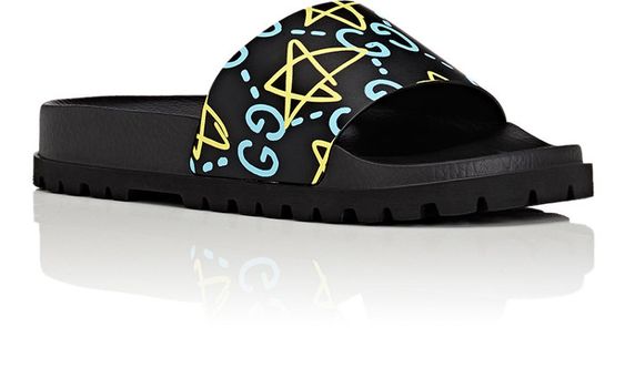 GUCCI GHOST STAR PRINT SLIDE SANDALS