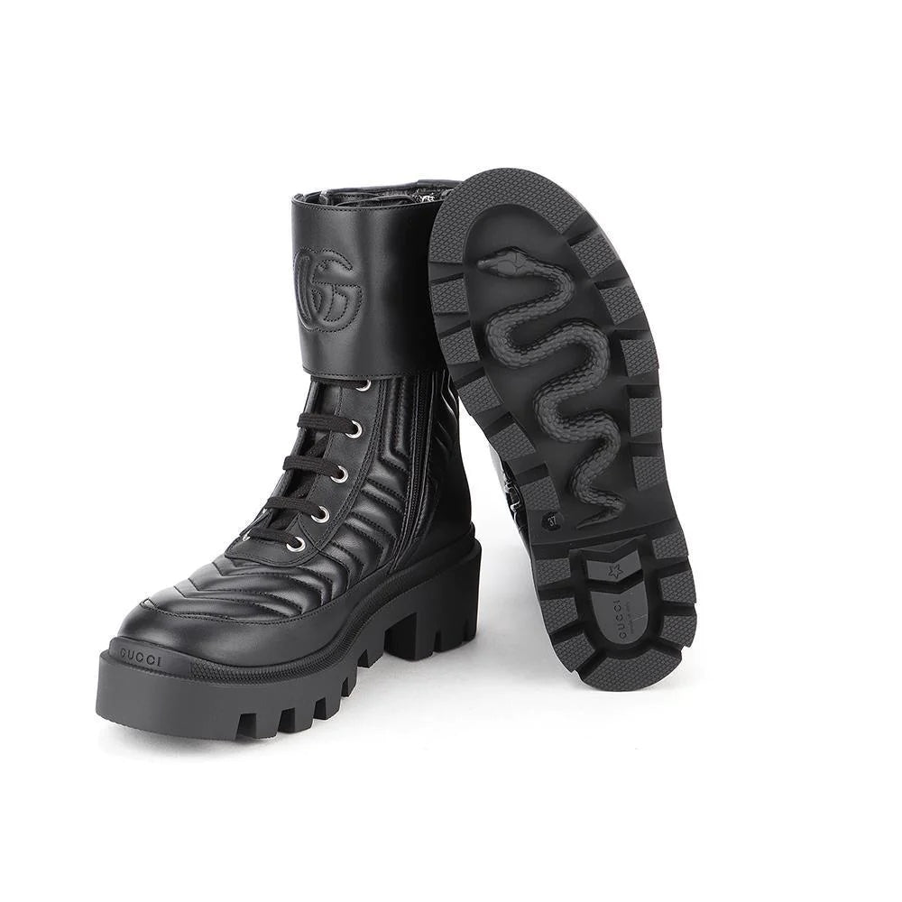 GUCCI GG FRANCES MATELASSE PLATFORM COMBAT BOOTS