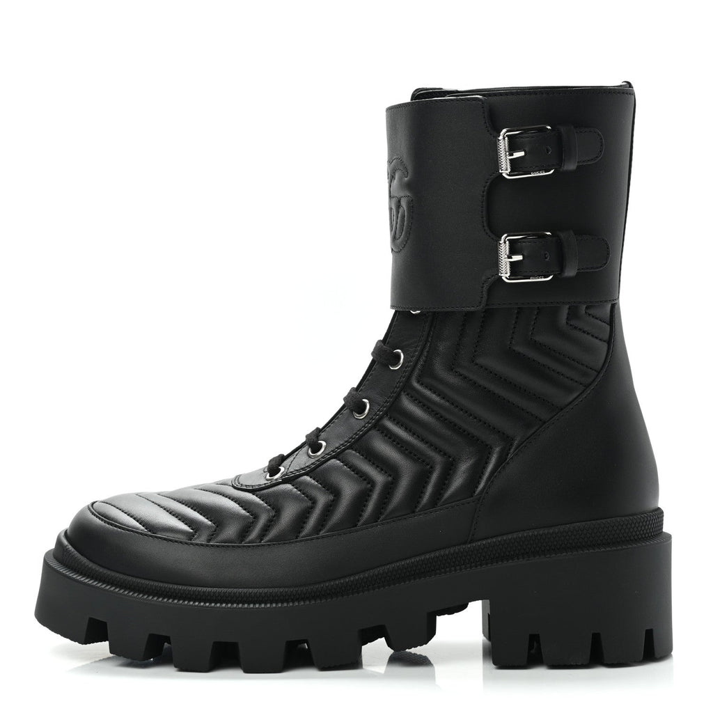 GUCCI GG FRANCES MATELASSE PLATFORM COMBAT BOOTS