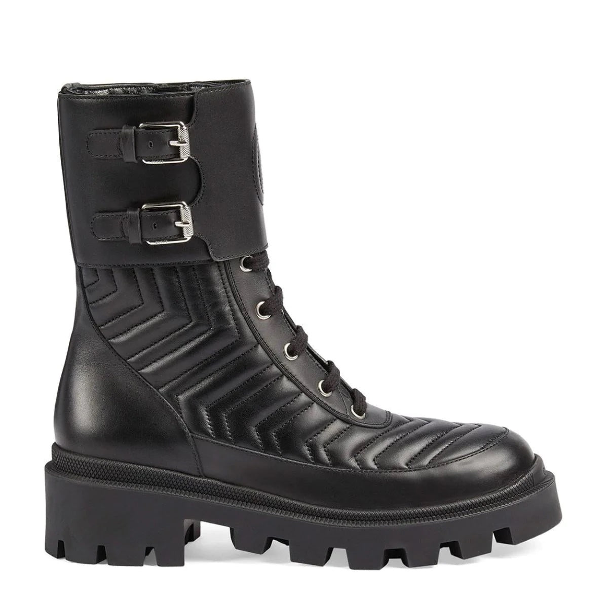 GUCCI GG FRANCES MATELASSE PLATFORM COMBAT BOOTS