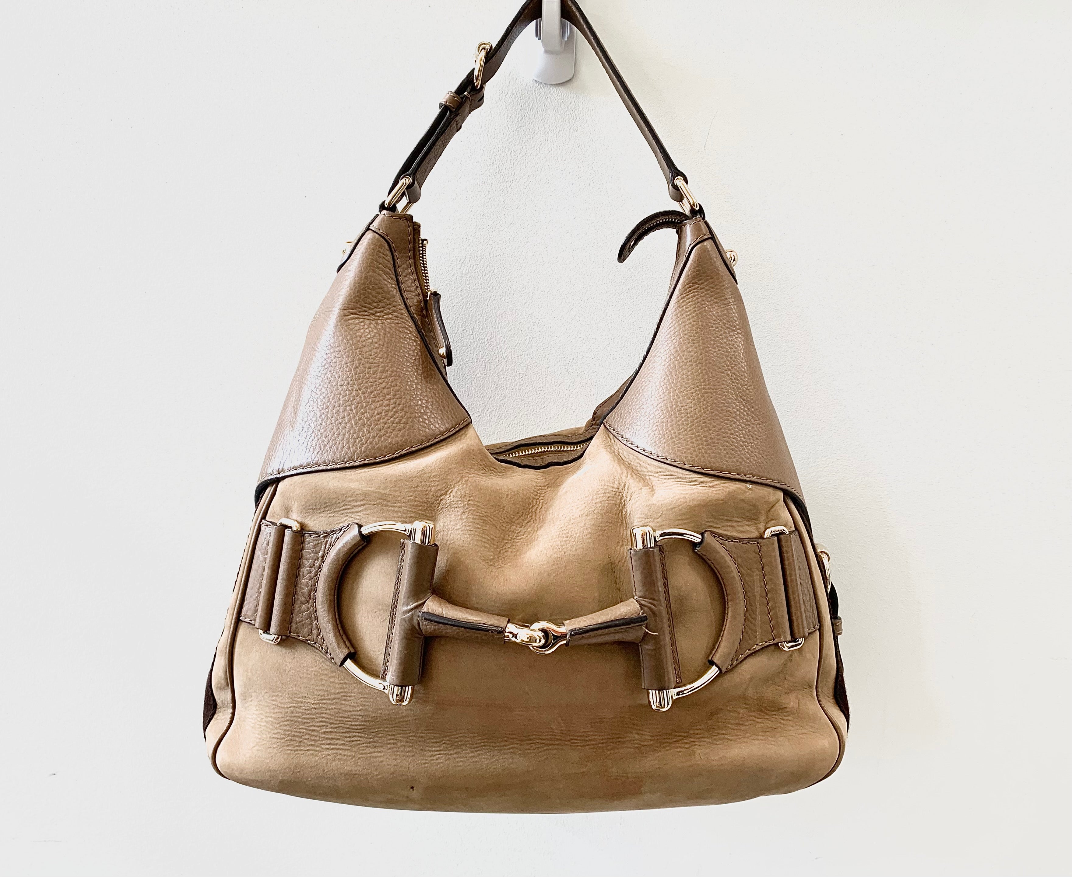 GUCCI HORSEBIT HERITAGE LEATHER HOBO BAG