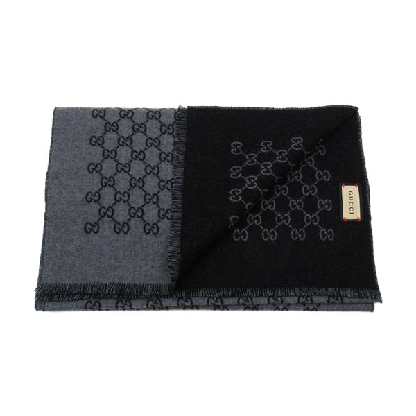 GUCCI GG JACQUARD KNITTED WOOL SCARF