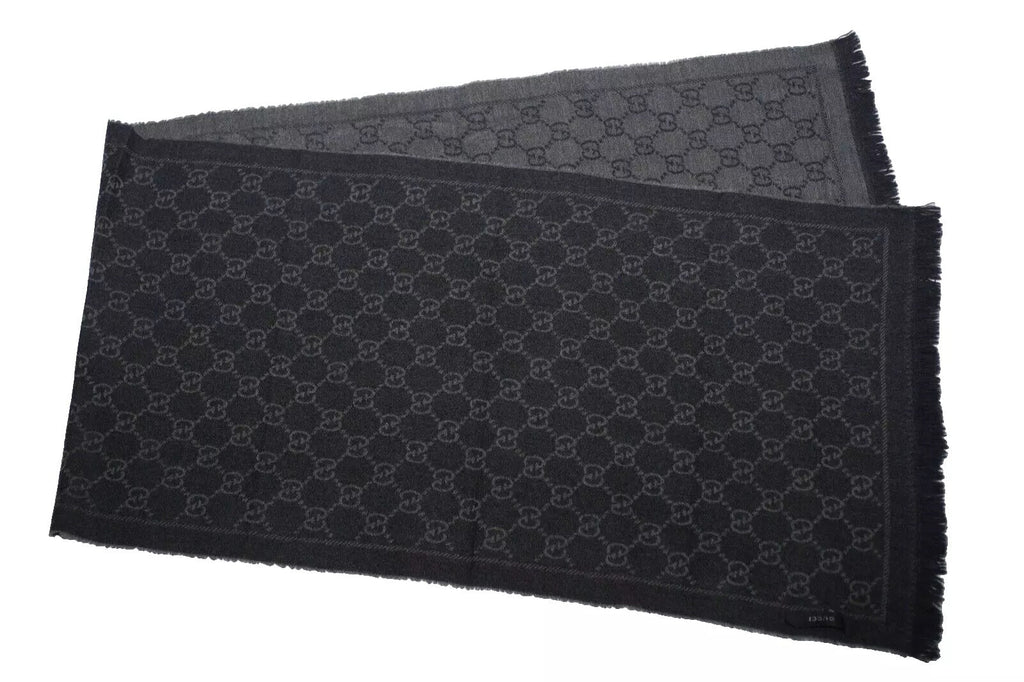 GUCCI GG JACQUARD KNITTED WOOL SCARF