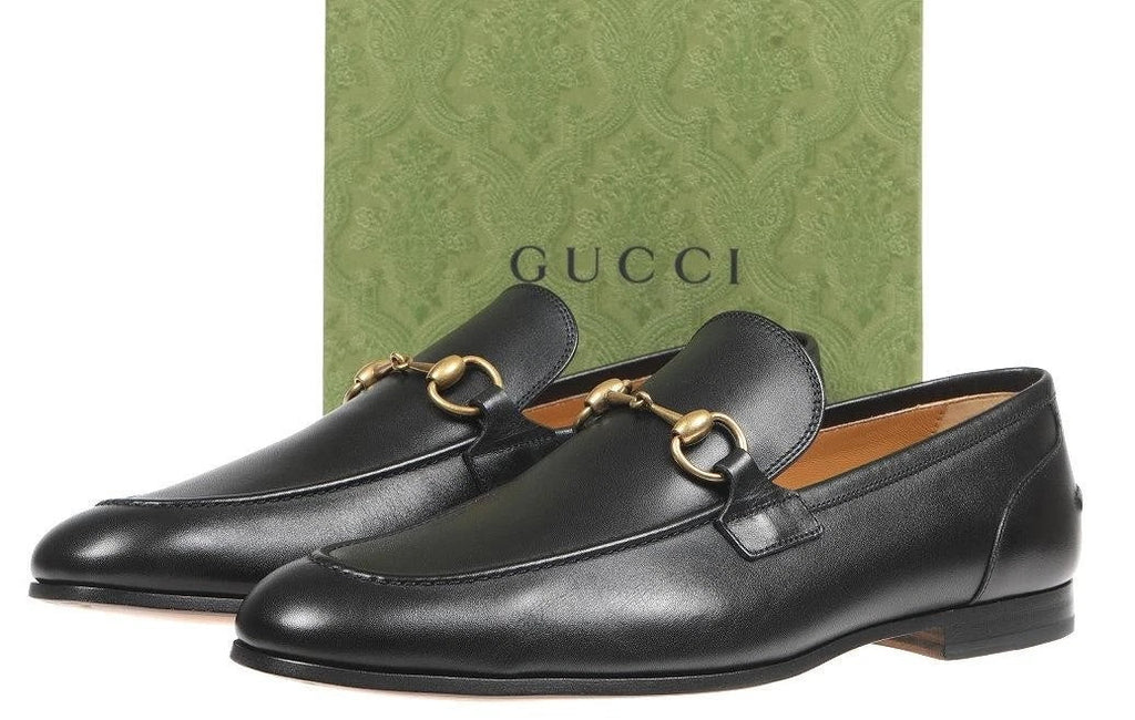 GUCCI MEN'S JORDAAN CALFSKIN HORSEBIT LOAFERS