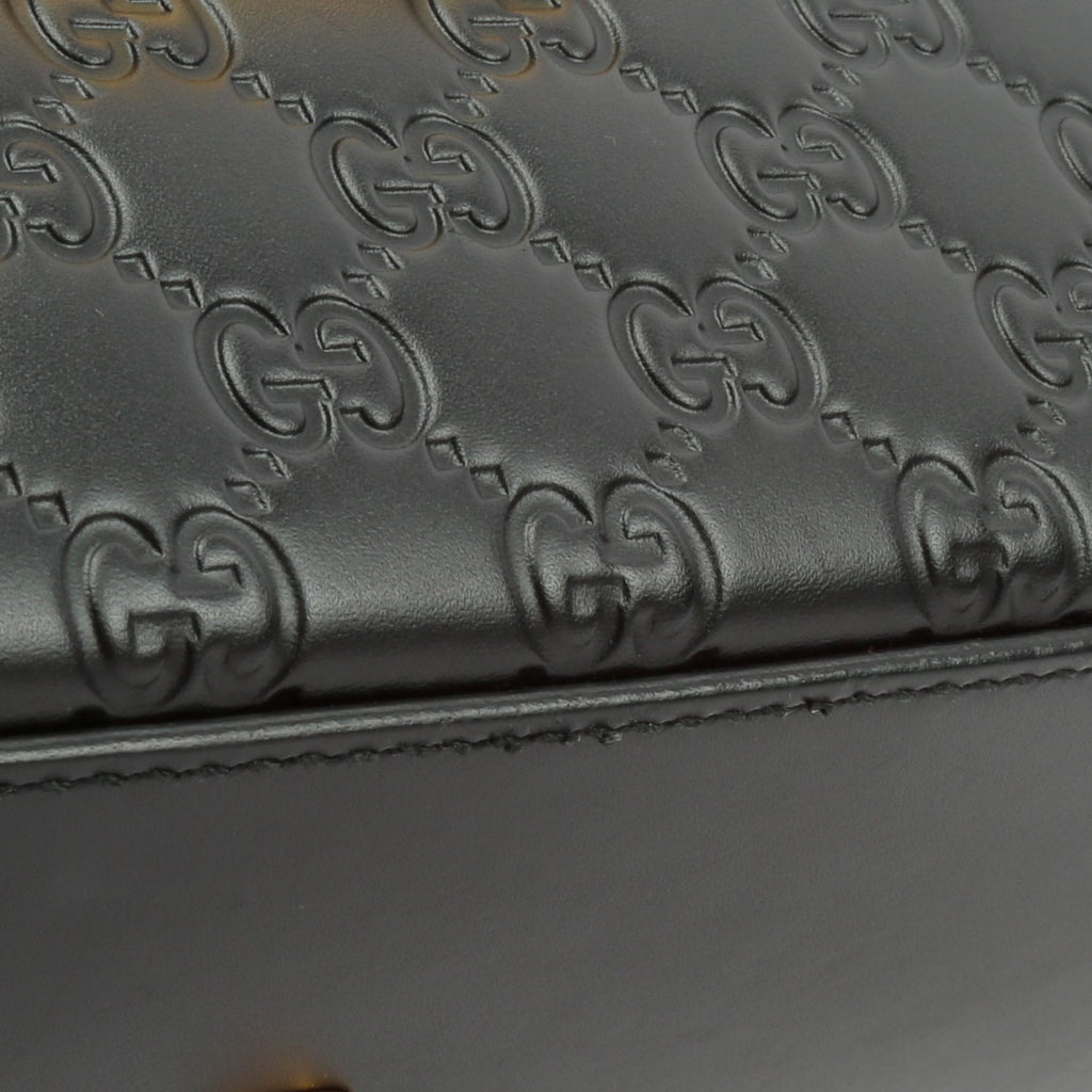 GUCCI Guccissima Top Handle Padlock Bag - Black