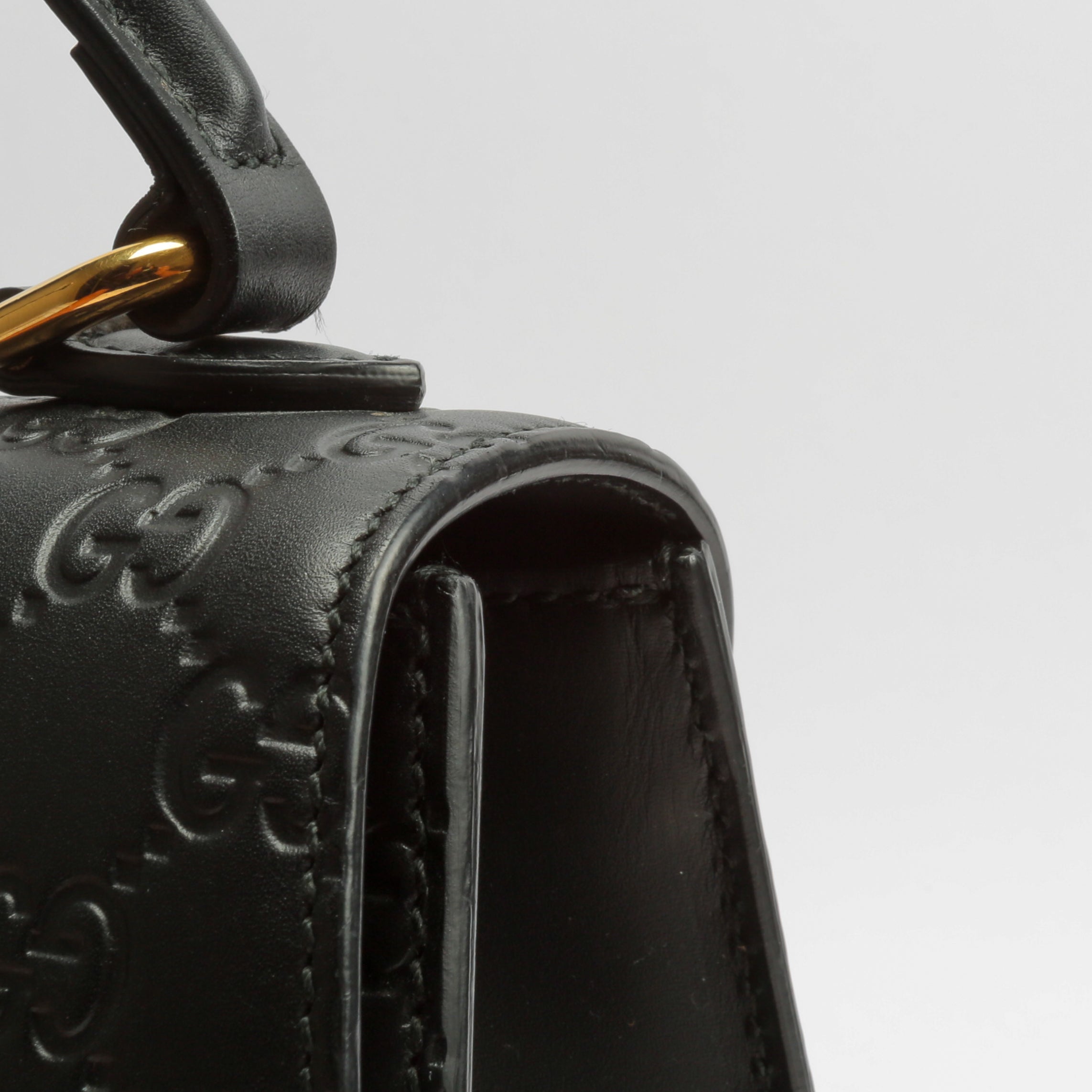 GUCCI Guccissima Top Handle Padlock Bag - Black