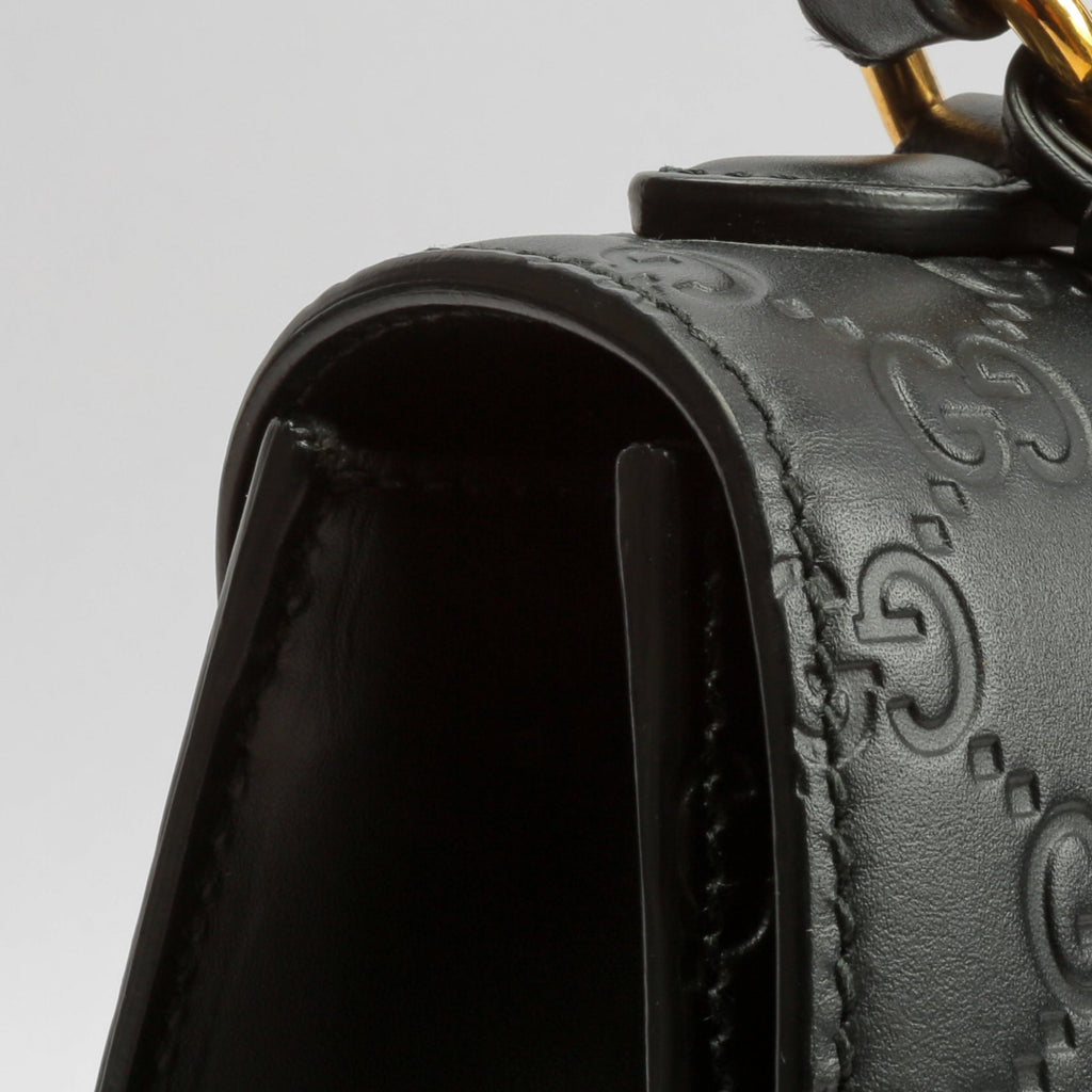 GUCCI Guccissima Top Handle Padlock Bag - Black