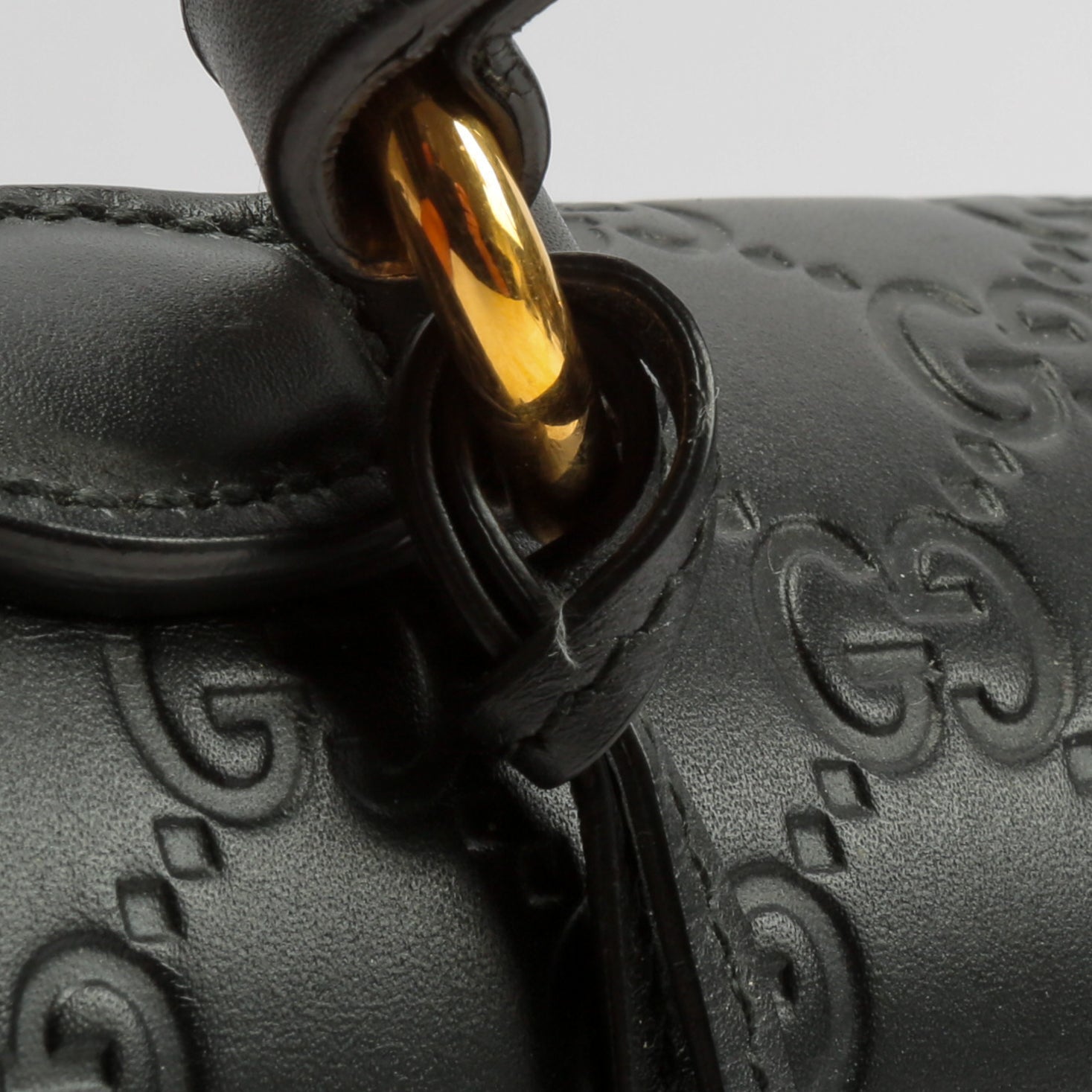 GUCCI Guccissima Top Handle Padlock Bag - Black