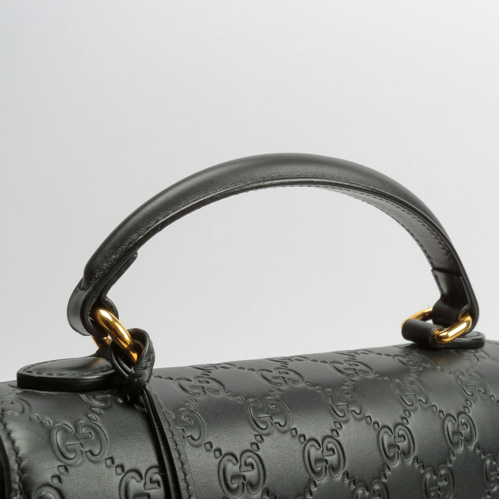 GUCCI Guccissima Top Handle Padlock Bag - Black