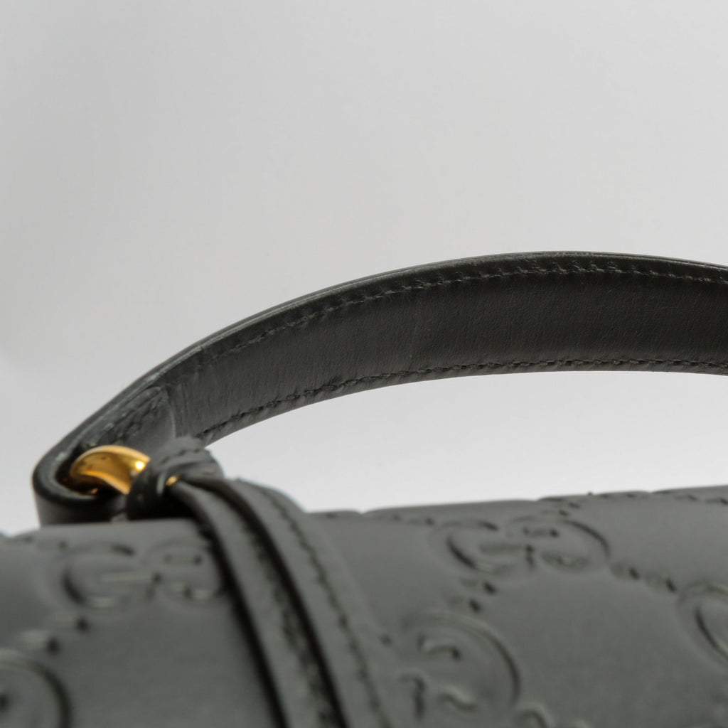 GUCCI Guccissima Top Handle Padlock Bag - Black