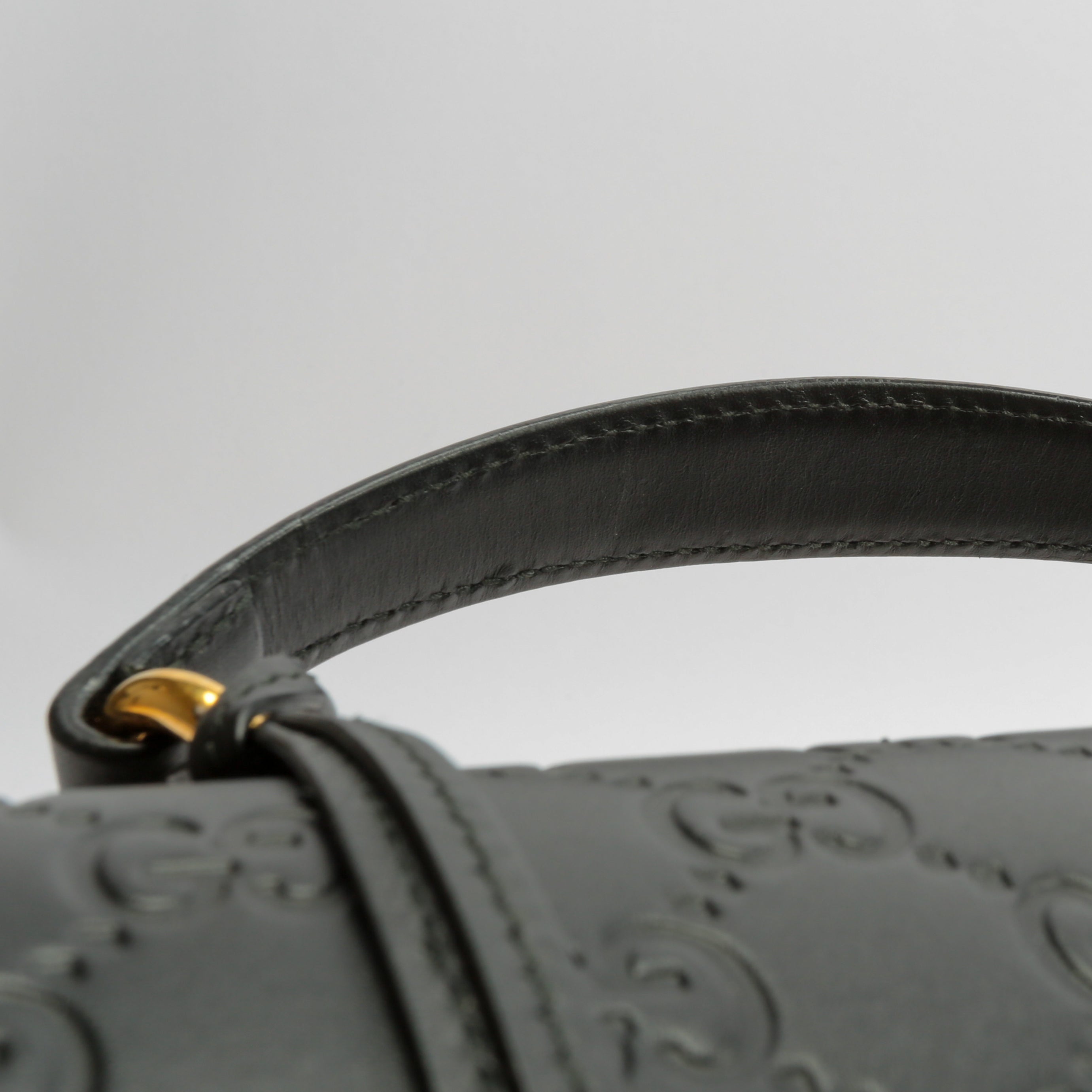 GUCCI Guccissima Top Handle Padlock Bag - Black