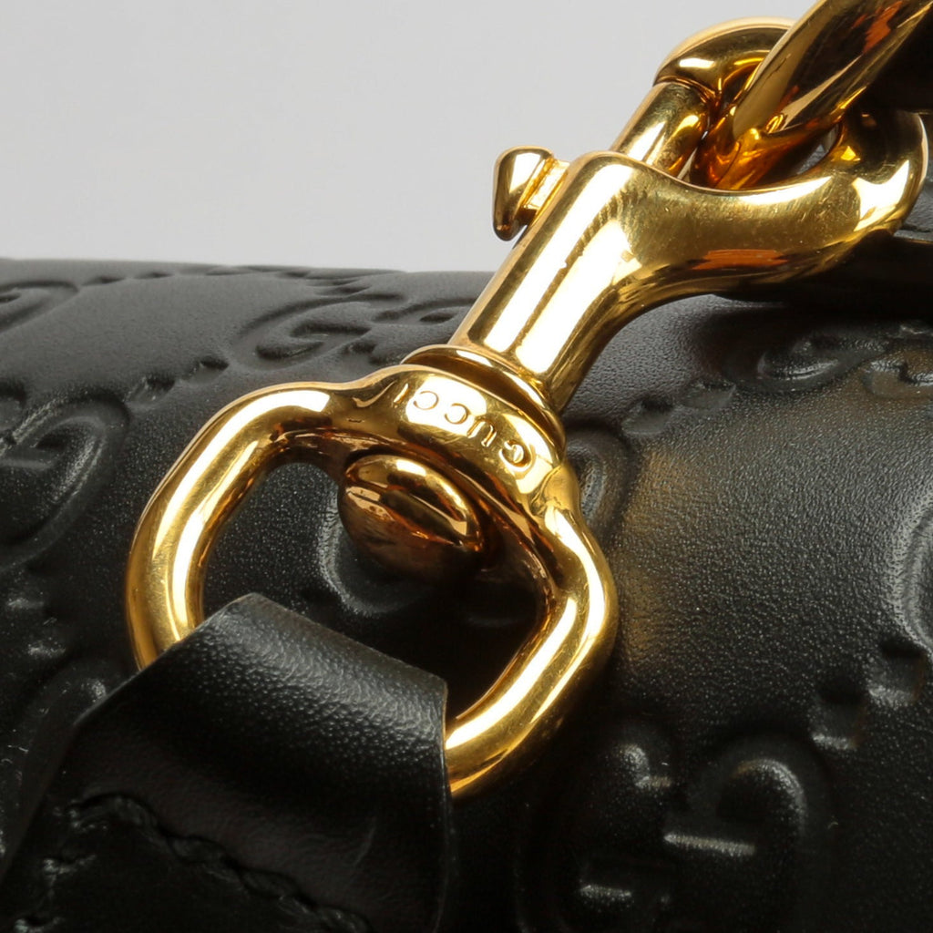 GUCCI Guccissima Top Handle Padlock Bag - Black