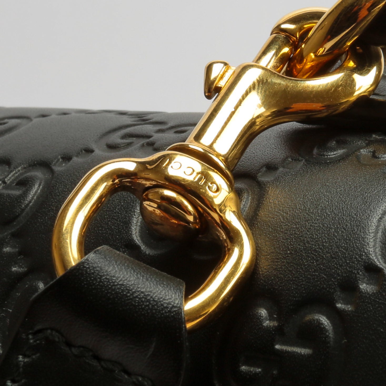 GUCCI Guccissima Top Handle Padlock Bag - Black
