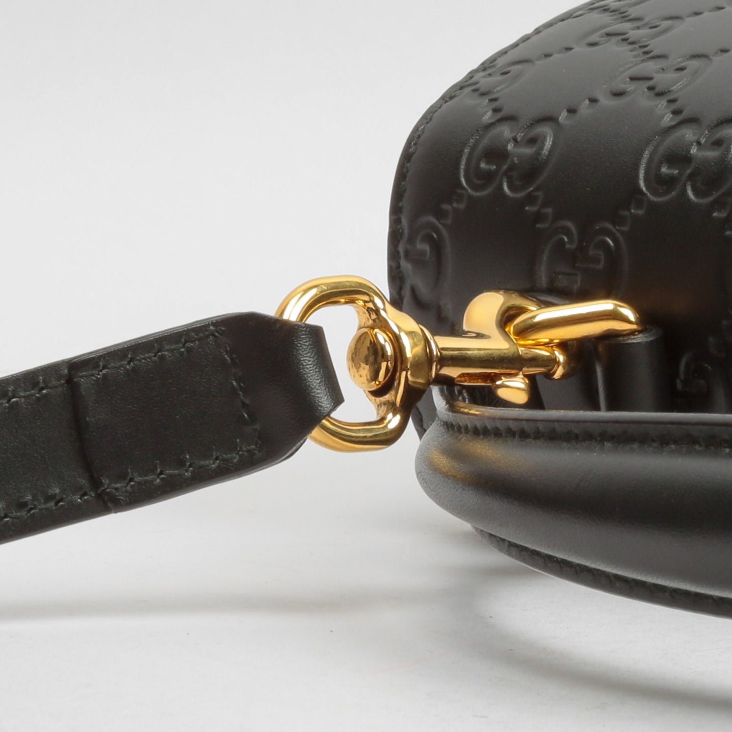 GUCCI Guccissima Top Handle Padlock Bag - Black