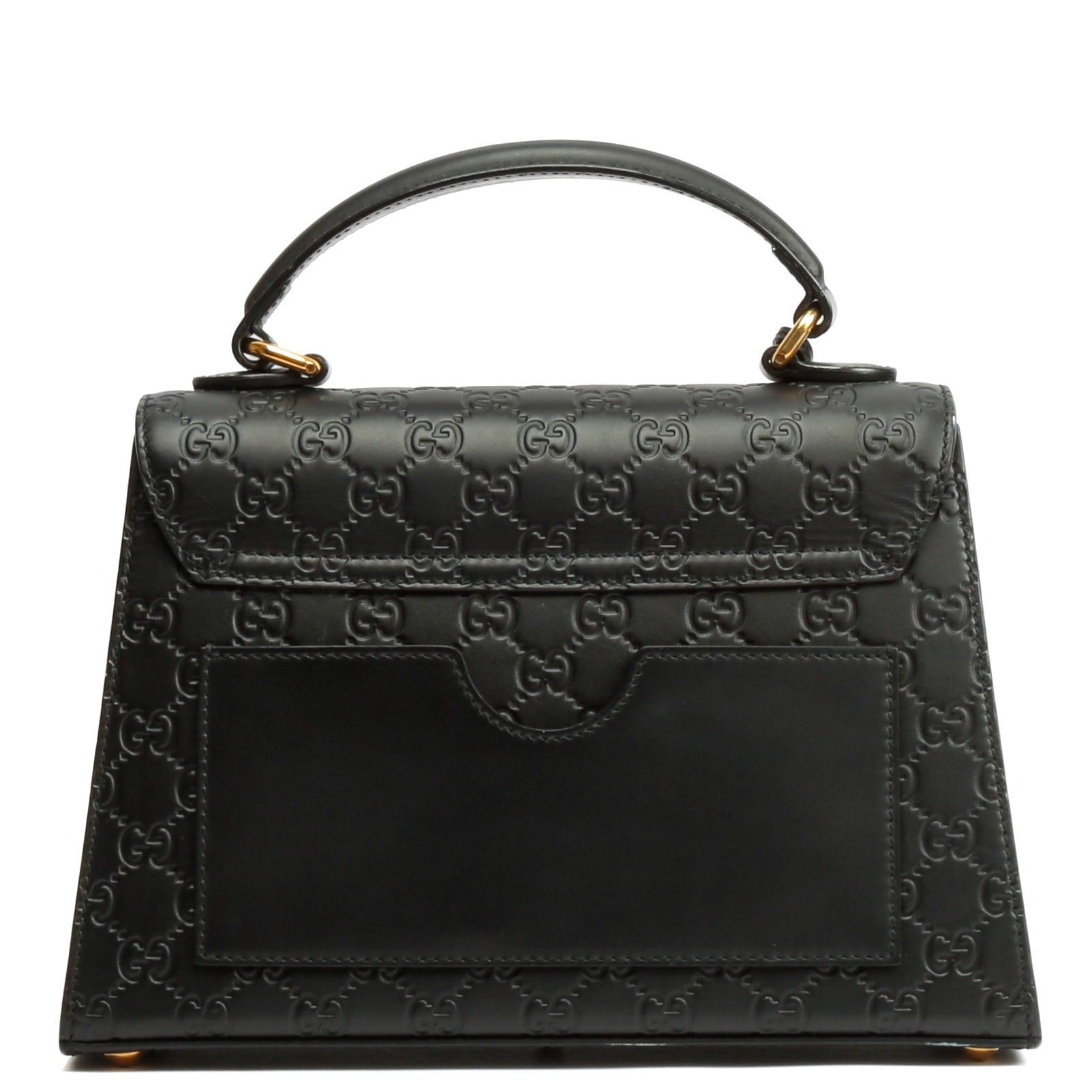 GUCCI Guccissima Top Handle Padlock Bag - Black