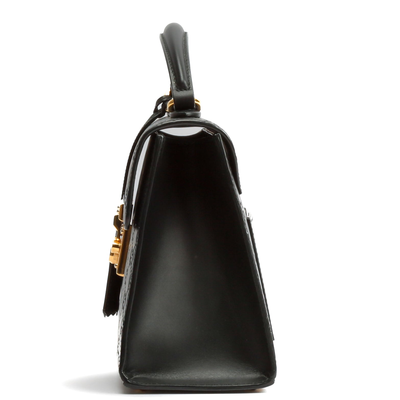 GUCCI Guccissima Top Handle Padlock Bag - Black