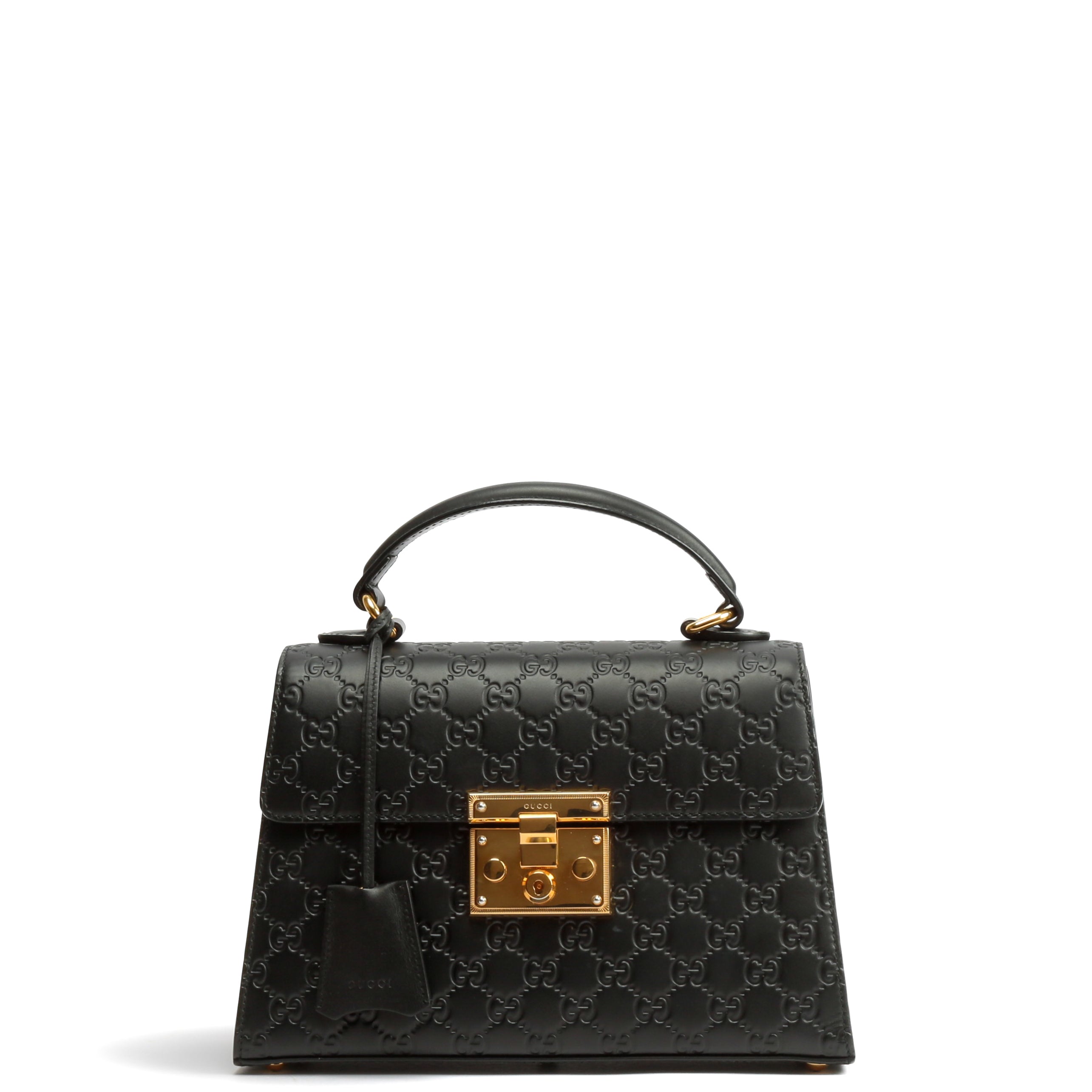 GUCCI Guccissima Top Handle Padlock Bag - Black
