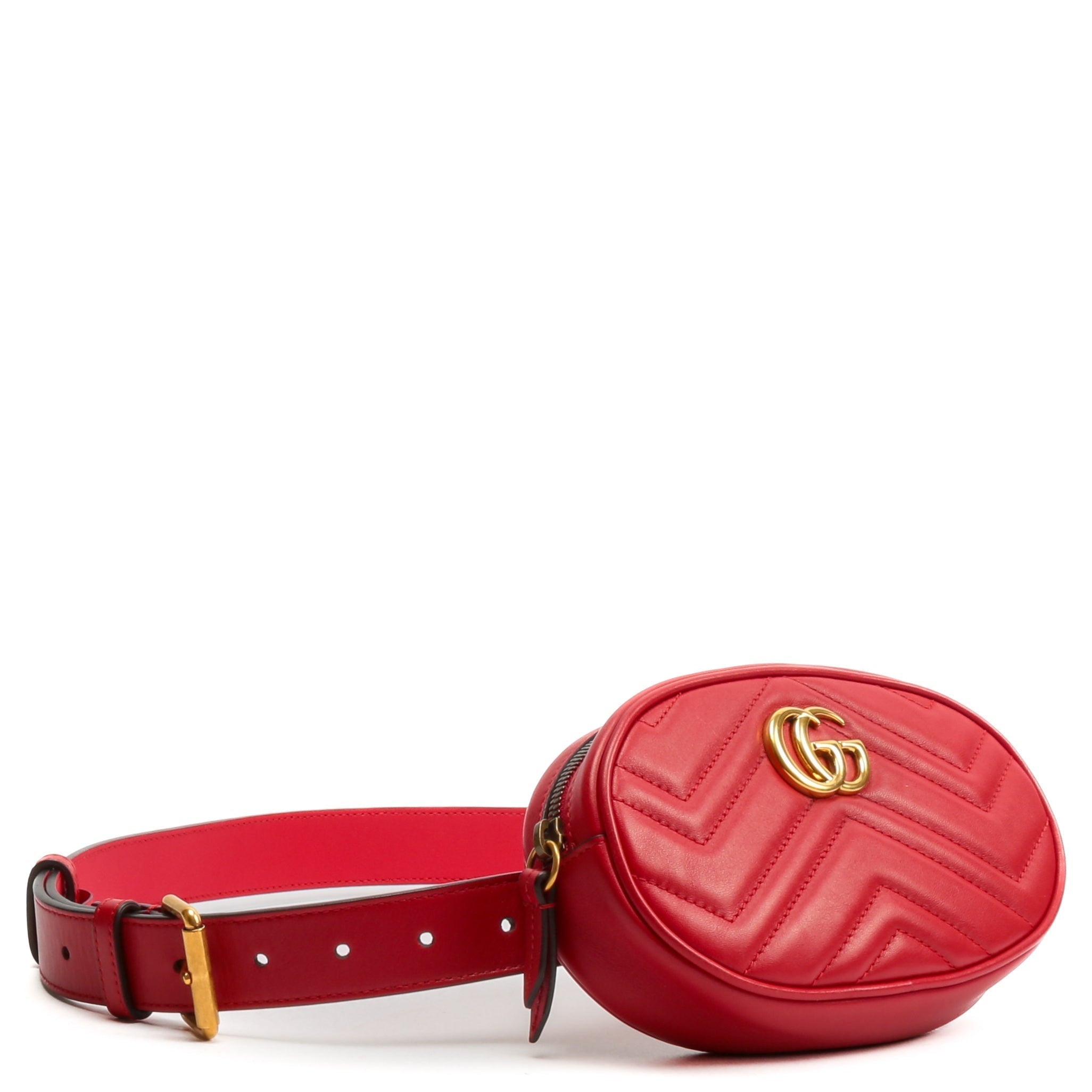 GUCCI GG Marmont Belt Bag - Red
