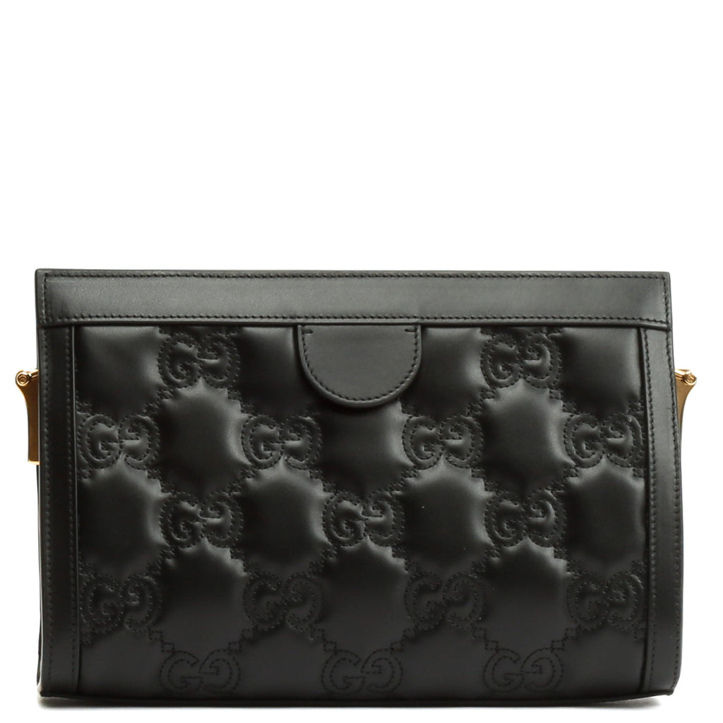 GUCCI GG Matelassé Small Clutch On Chain-Black