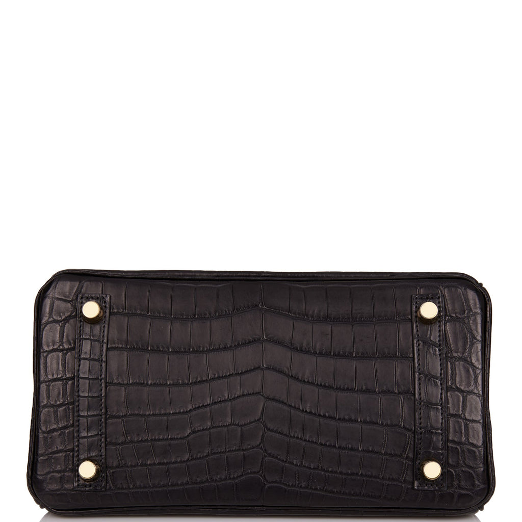 Hermes Birkin 25 Black Matte Niloticus Crocodile Gold Hardware