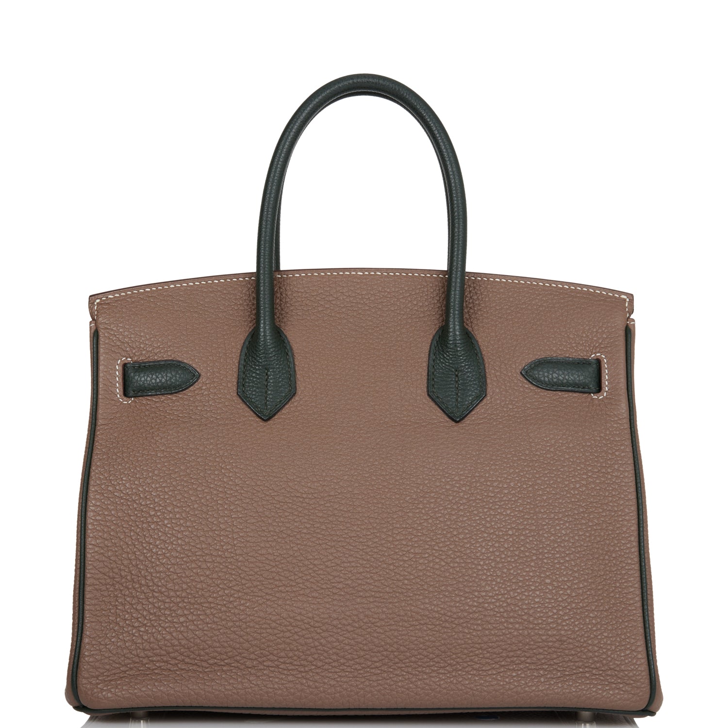 Top Quality Hermes Special Order (HSS) Birkin 30 Etoupe and Vert Fonce Togo Brushed Palladium Hardware