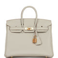 Hermes Birkin 25 Gris Perle Togo Gold Hardware